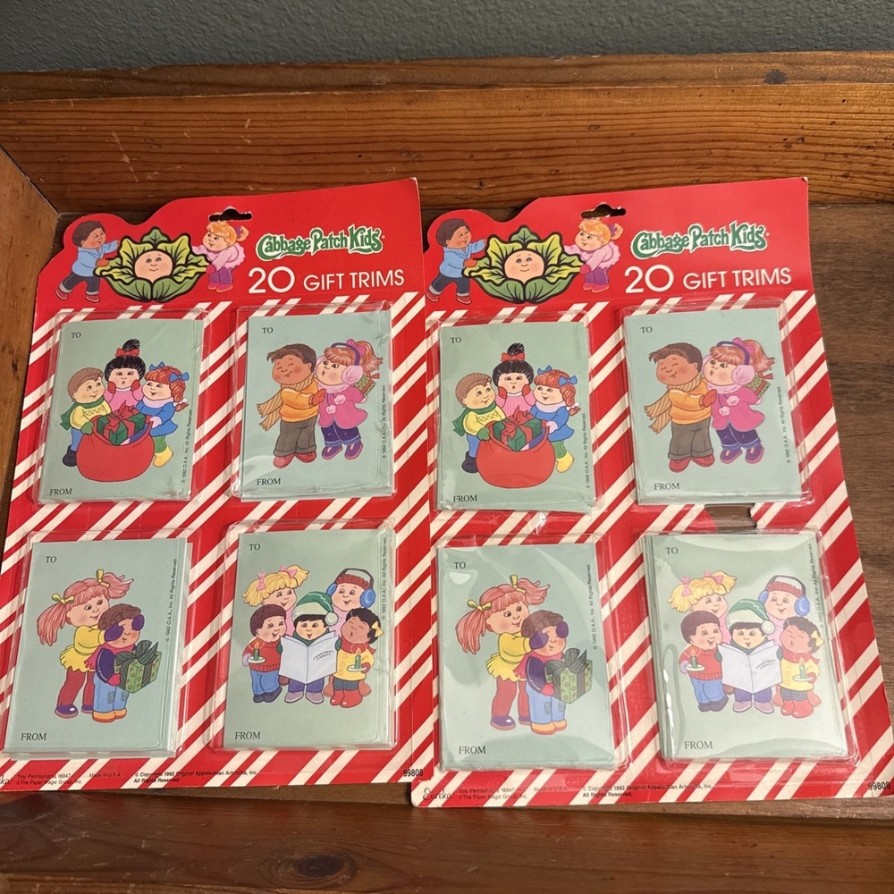 Vintage Cabbage Patch Kids Christmas Gift Tags Lot 2 Sealed 1992 Eureka Holiday
